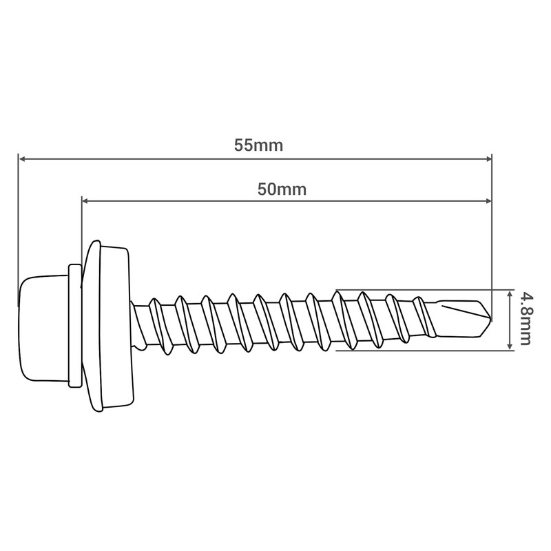 SKIR'CO (Pack of 50) Painted Roofing Screws 4.8 x 50