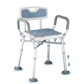 ModunDry Shower Chair for Inside Shower,Heavy Duty 550lbs Shower Chair for Elderly and Disabled with Arms and Back,Adjustable 6 Heights Shower Seats for Adults Seniors with Reinforced Crossbars,Grey