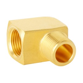 TAISHER 2PCS Square 90 Degree Barstock Street Elbow, 3/8 Inch NPT Male Pipe to 3/8 Inch NPT Female Brass Pipe Fitting