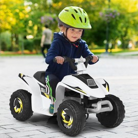 MAT EXPERT Kids Ride on ATV, 6V Battery Powered Motorized Quad with Forward/Reverse Switch, Anti-Slip Wheels, Electric Quad Toy Car Toddler Vehicle for Boys & Girls 3+ (White)