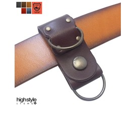 [highstyle] Tochigi Leather Men's Women's D-ring with 2 D-ring Belt Loop Key Chain, antique/dark brown