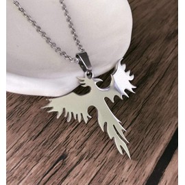 Stainless Steel Yin Yang Wolf Necklaces Disc Coyote Sun Moon Viking Runes Choker Phoenix Pendant Necklaces Bird Collar for Men Women Courage Power Jewelry-C Phoenix