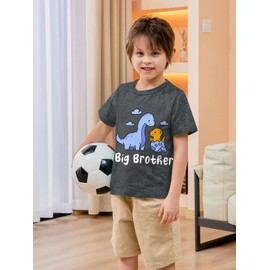 Funnycokid Big Brother Shirt 5T 4T Dinosaur Little Boys Promoted to Big Brother Grey Size 5 Pregnancy Announcement Gifts for Boys