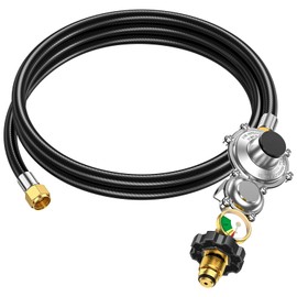 5FT Two Stage Propane Regulator Hose With Gauge for RV, Grills & Heaters