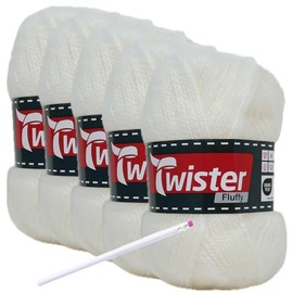 Camtiac Twister-Fluffy Crochet Yarn Super Soft Knitting Yarn Colour: White-10 5 x 50 g