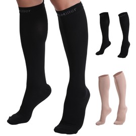 Doc Miller Compression Socks for Women & Men - 20-30mmHg Graduated Compression Socks for Varicose Veins & Improved Circulation (Black, XX-Large)