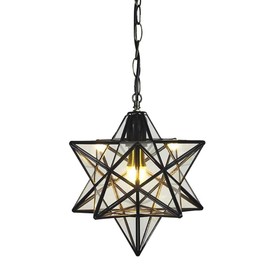 12 inch Moravian Star Pendant Light Ceiling Hanging Drop Lighting Fixture for Kitchen Island Living Room Bedroom Hallway Clear Glass Light Shade LED Bulb Included (30CM Pendant Light)