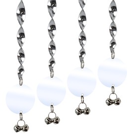 Bird Scare Rods, Silver Hanging Plastic Bird Deterrent Device with 6 Reflective Discs + 6 Scare Rods Set, Wind-Driven Rotating Reflective Scare Rods to Keep Birds Away from House Windows, Garden Yard