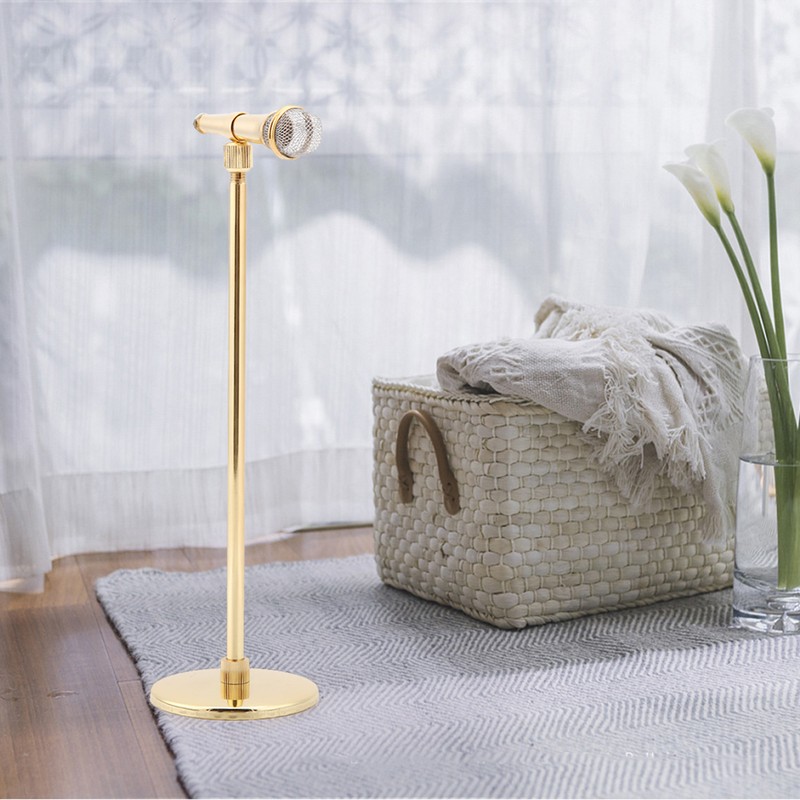 Copper Gold plated Microphone Model Microphone Crafts Ornaments Musical Instrument