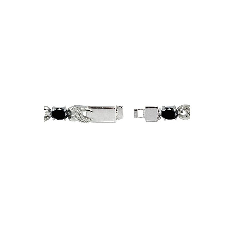 Ice Gems Sterling Silver Black Sapphire Accent Infinity Tennis Bracelet