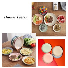 CAMBUY Wheat Straw Plates Lightweight Unbreakable Dinner Dishes Plates Set Dishwasher & Microwave Safe (Large 4 Pack 8')