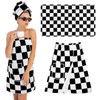 Fanfanwin 2 Pcs Checkered Bath Shower Wrap with Hair Towel,