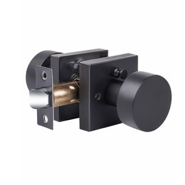 SUHENOVAX 1 Pack Interior Knobs with Lock, No Key Door knob for Bedroom or Bathroom, Matte Black Door Handle Lock