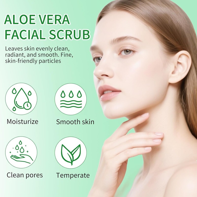 Facial Scrub & Face Exfoliator for Smooth Skin Aloe Vera