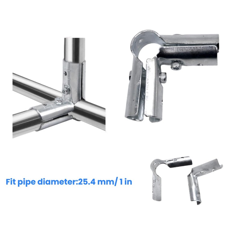 90 Degree 3-Way Pipe Connector, Stainless Steel End Rail Clamps,