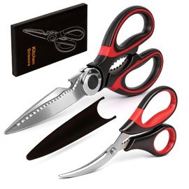 Kitchen Shears Set of 2, Heavy Duty Kitchen Scissors Seafood Scissors, Stainless Steel Sharp Food Cooking Scissors for Meat, Bones, Fish, Poultry, Vegetables, Chicken, Dishwasher Safe