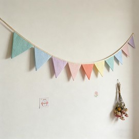 JUIIZAY Pennant Banner Flags Pastel Fabric Triangle Bunting Garland