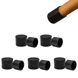 BOPOREAE 10 Pcs 1" (25.7 mm) Round Chair Leg Tips Caps, Silicone Rubber Furniture Leg Floor Protectors, Reduce Noise Folding Metal Chair Leg Cap Replacement for Bar Stool Leg Patio Indoor, Black