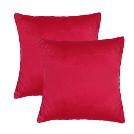 ACCENTHOME Velvet Throw Pillow Cover 18x18 Inch (Pack of 2) Decorative Cushion Case for Couch Sofa Bedroom Car | Soft Silky Pillowcases Cozy Home Decor | Luxury Farmhouse Solid Red Pillow Covers