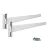 Pair of T-Strap Heavy Duty T-Hinges Securit Galvanised White Zinc
