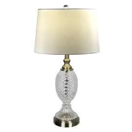 Dale Tiffany GT22184 Retozo 24% Lead Handcut Crystal Table Lamp with Antique Brass Finish and Softback Fabric Shade for Home Décor, Living Room, Bed Room, Home Office
