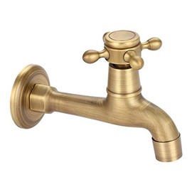 Water Faucet Long Faucet Antique Brass Single Cold Water Tap for Bathroom Wall Mount Washing Machine G1/2