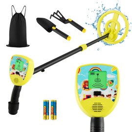 HONEY JOY Metal Detector for Kids, Waterproof Kids Metal Detector w/LCD Display, High Accuracy Adjustable(25"-33") Search Coil, Lightweight Gold Detector for Treasure Hunting Beginners, Junior & Youth
