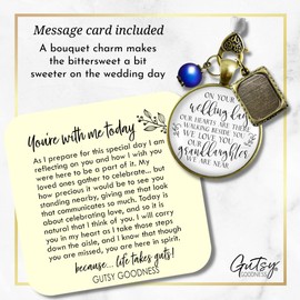 Bouquet Picture Charm in Memory of Grandparents On Your Wedding Day Our Granddaughter Something Blue Bead 1 Photo Frame Vintage Bronze Pendant White Glass Bride's Grandma and Grandpa DIY Template