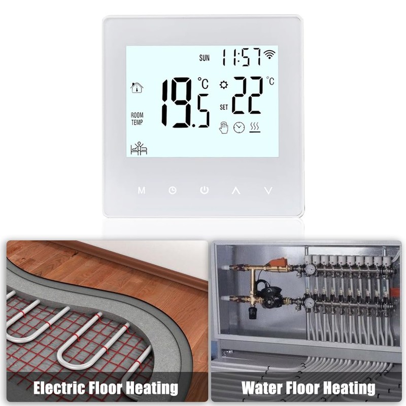 Smart Tuya WiFi Thermostat 16A Digital Programmable LCD Display Underfloor