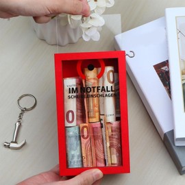 Clear Savings Box - Cash Box,Red Exterior Home Decoration Saving Can Cash Storage for Adults Kids Girls Boys Families Holiday Birthday Classroom School