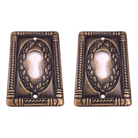 cyclingcolors 2x Antique Furniture Fitting Key Plate Furniture Plate Antique Brass 25 x 43 mm