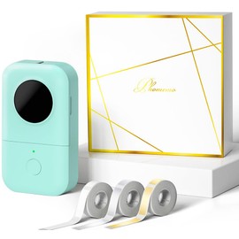 Phomemo D30 Bluetooth Label Printer, Mini Thermal Label Printer, Portable Label Maker, Gift Box with 3 Rolls of Thermal Label Paper, Easy to Use for Home, Office, School, Shop, Green