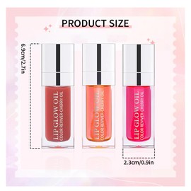 Leogony 3PSC Hydrating Lip Glow Oil Set, Long Lasting Plumping Lip Oil Gloss for Lip Care and Dry Lips