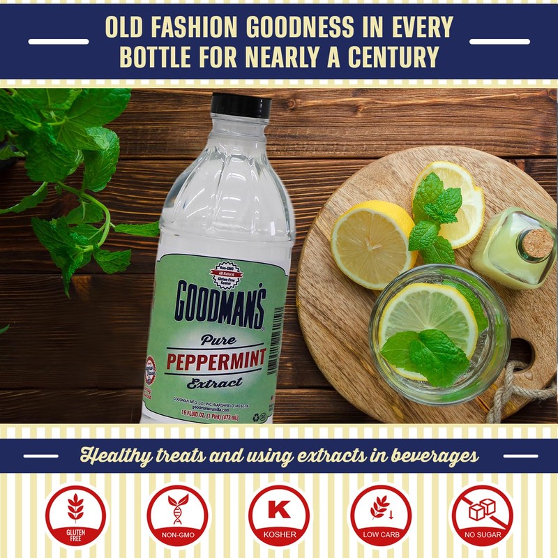 Goodman's Pure Peppermint Extract - Gluten-Free, Non-GMO, Kosher, Low Carb