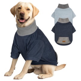 cyeollo 2 Pack XXL Dog Sweater, Soft Turtleneck Dog Sweaters for Large Dogs Male, Warm Dog Sweatshirt, Stretchy & Comfortable Pullover Dog Winter Clothes Apparel, Navy & Light Blue 2XL