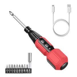 Brifit 10-Piece Screwdriver, Cordless Screwdriver with LED Work Light, Electrician Screwdriver for Crafts, DIY, Computer, Laptop, Phillips Flat Torx Screwdriver Set (Red-Black)