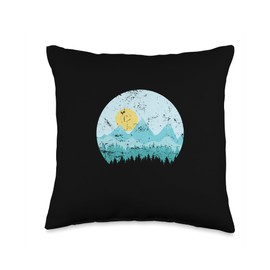 Snow winter cold ice frost season winter sports Mountains with Snow Landscape and Forests Throw Pillow, 16x16, Multicolor