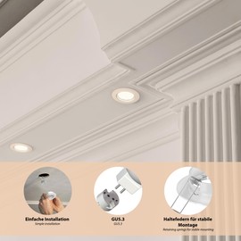ledscom.de Circ Ceiling Mounting Frame Aluminium Mounting Frame White (LED/Halogen/MR16/50 mm) with GU5.3 Socket Pack of 10