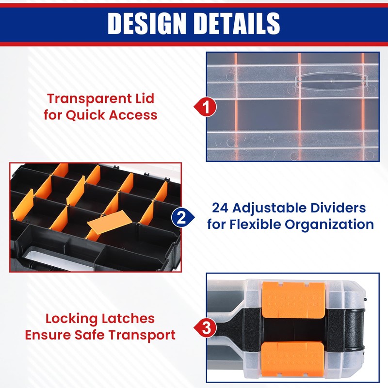 NYXOVA Small Parts Organizer, Hardware Organizer Box, Double Side 34