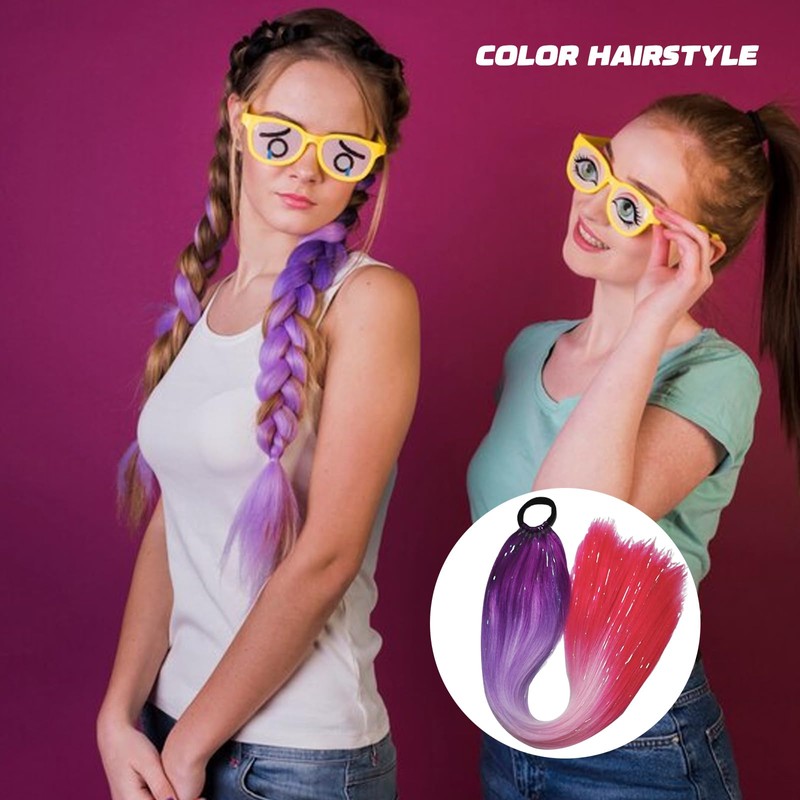 Coloured Hair Extensions 26" - Heat-Resistant Synthetic Rainbow Ponytail for