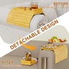 Bamboo Sofa Arm Tray 2-in-1 Couch Armrest Table with Detachable