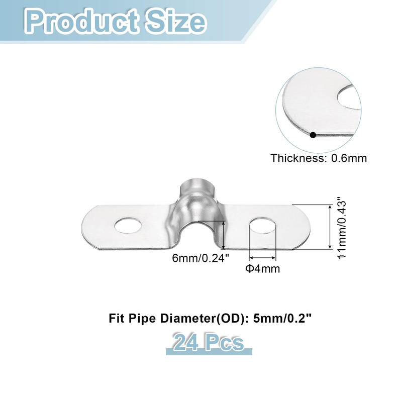 sourcing map 24Pcs Rigid Pipe Straps, 5mm(0.2") 304 Stainless Steel