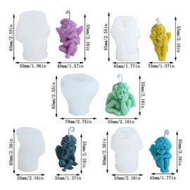 Cestony 5Pcs 3D angel Candle Silicone Molds for making candles, gypsum resin statues and home decoration