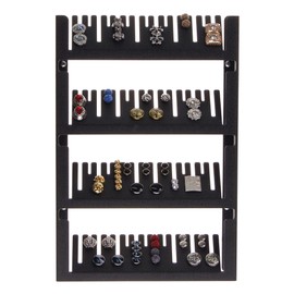 Angelynn's Wall Mounted Large Statement Finger Ring Holder Display, Cufflink/Cuff Link Storage, Hanging Closet Body Jewelry Organizer Men and Women, Jaymes Black 9" x13 1/4"