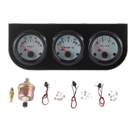 boost Triple Gauge triple kit Set, Universal Car Triple pillar car Gauge pod set car Kit Water Temp+Volts+Oil Pressure Meter 52mm Instrument sensor