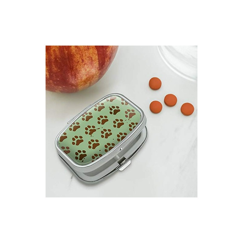 Muddy Dog Paw Print Pattern Rectangle Pill Case Trinket Gift