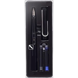Pluma Estilográfica de Dibujo Recargable Punta Fina 0.38 mm Acero Inoxidable Cromado Incluye Cartucho Tinta Repuesto para Escritura y Dibujo