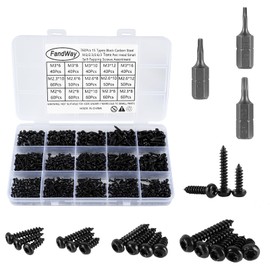 Pack of 760 Small Torx Self-Tapping Screws, Micro Tapping Screws, Mini Wood Screws M2 M2.3 M2.6 M3 Tiny Self-Drilling Screws Black with 3 Bits for Wood Plastic