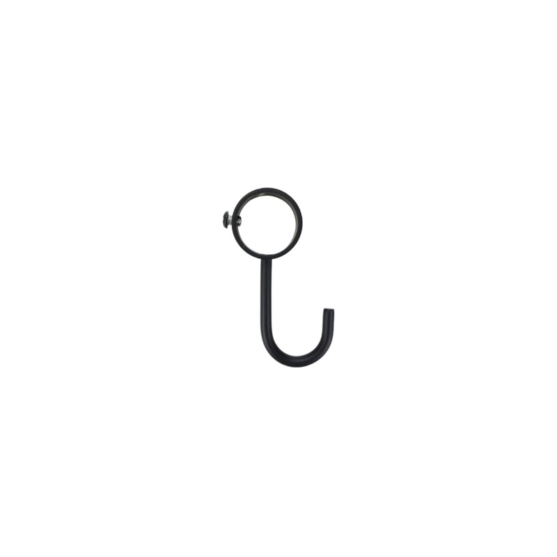 Rannb Stainless Steel Wardrobe Hooks - 10pcs, Black, Round, Rod
