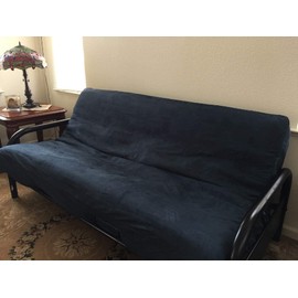 OctoRose Full Size 54x75x8 inch 3 Side Zipper Classic Soft Micro Suede Futon Cover Sofa Daybed Mattress Slipcover (Navy Blue, Full Size)
